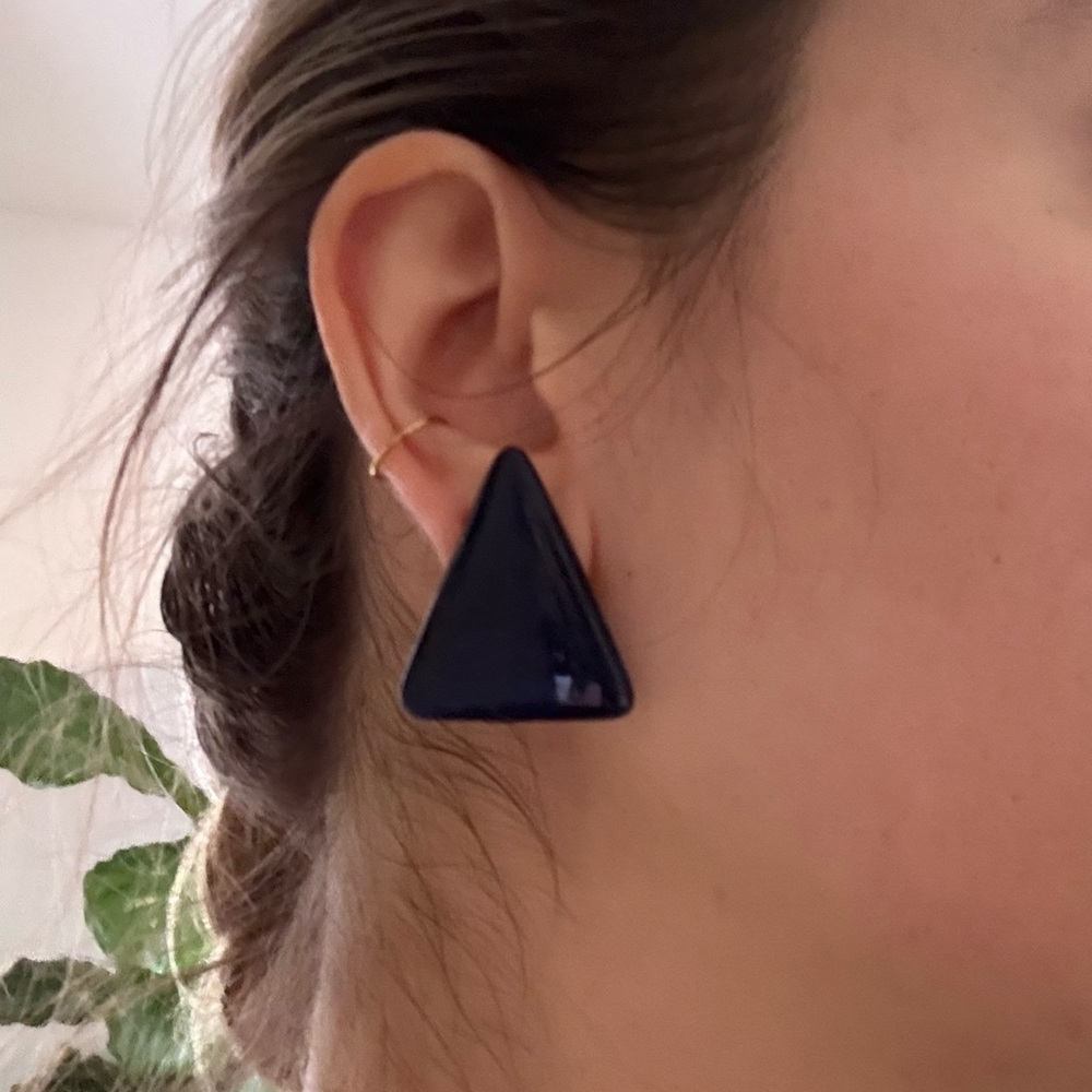Vintage Navy Blue Triangle Earrings